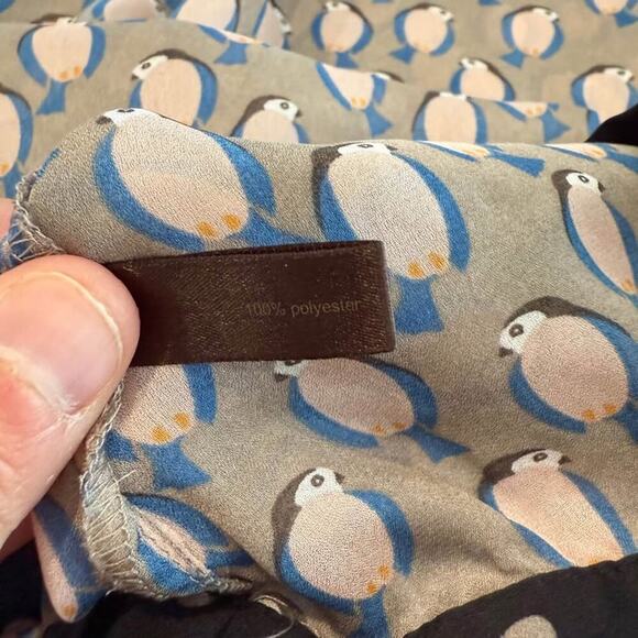 The Limited Long Sleeve Sheer Bird Print Blouse Women's Medium Brown Loose Fit - Picture 5 of 6